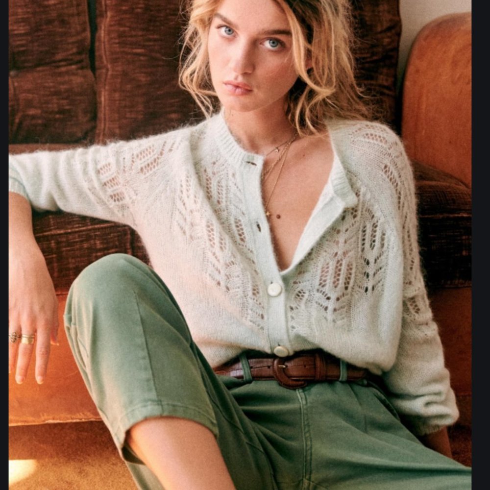 Sezane Sea Green Cardigan(vert d'eau) Gilet Tonio